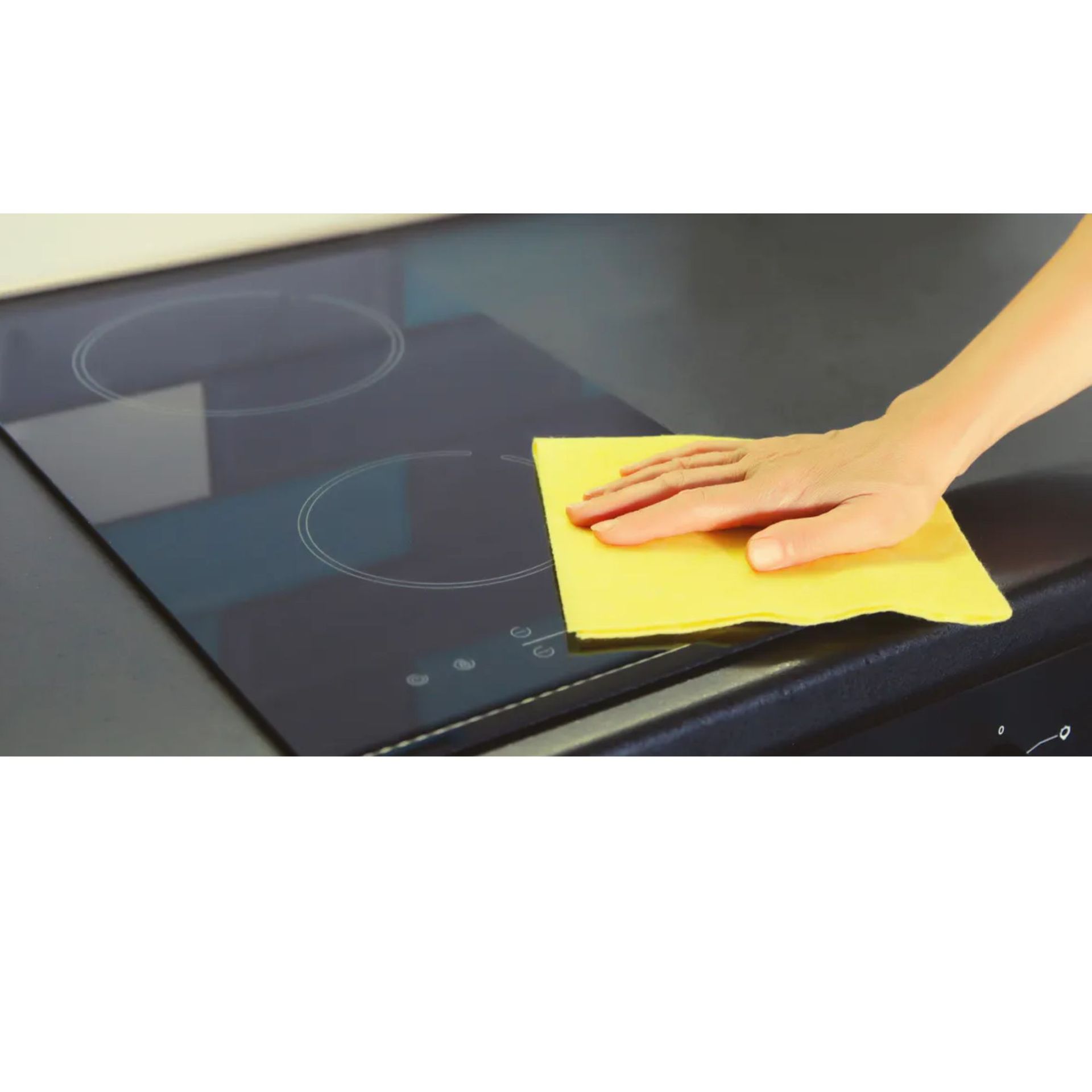 Smooth glass cooktop is easy to clean