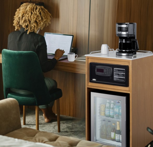 21" Wide Coffee Station With Minibar & In-Room Safe