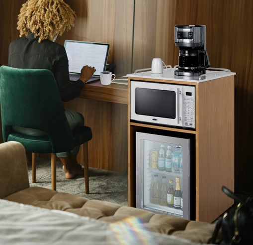 21" Wide Coffee Station With Minibar & Microwave