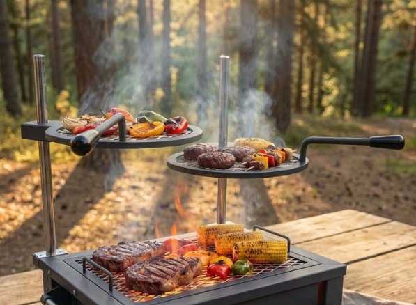 Post-Mount Griller Rim with Dual Round Racks