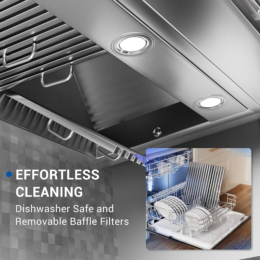 Removable, Dishwasher-Safe Baffle Filters