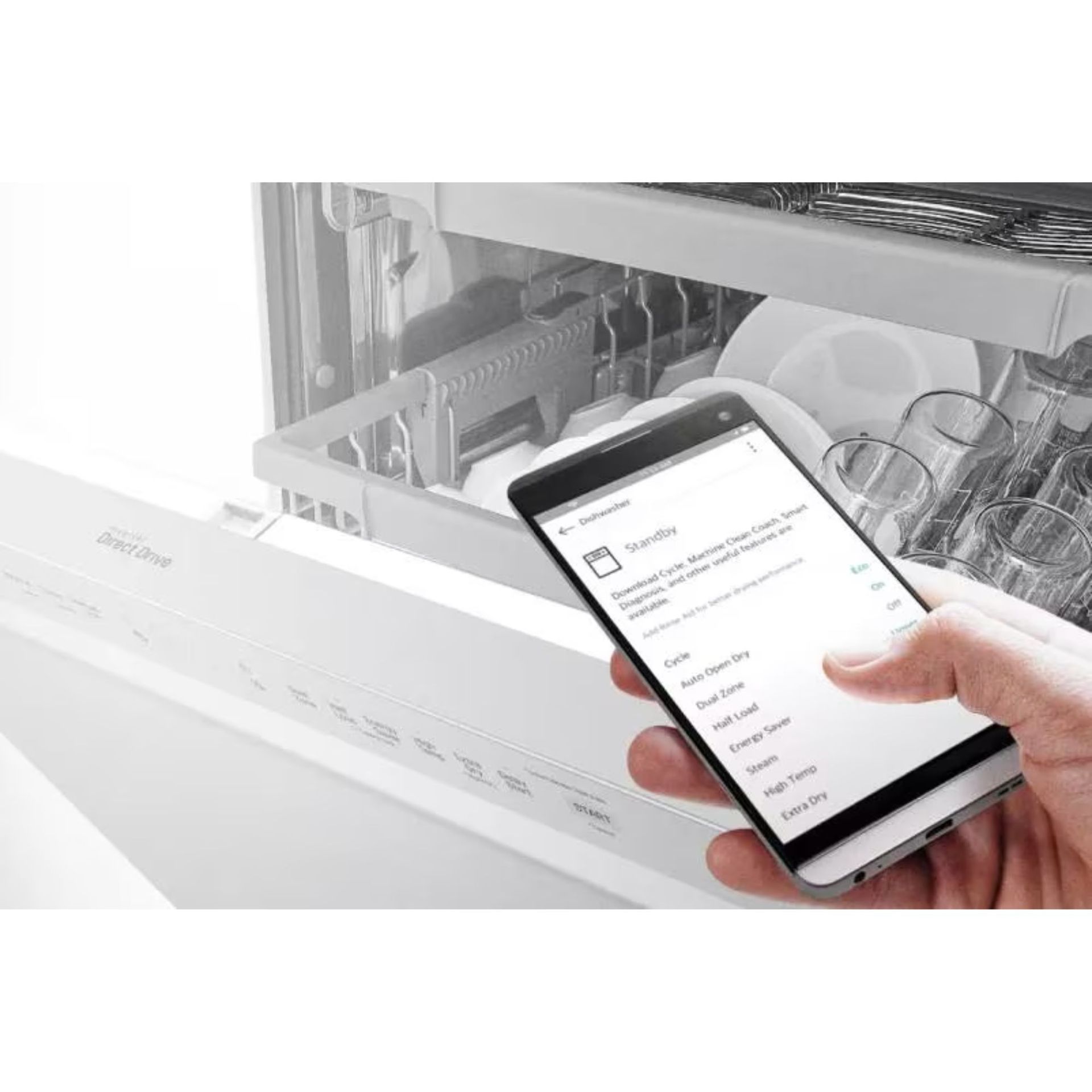 Download new cycles from your phone to your dishwasher