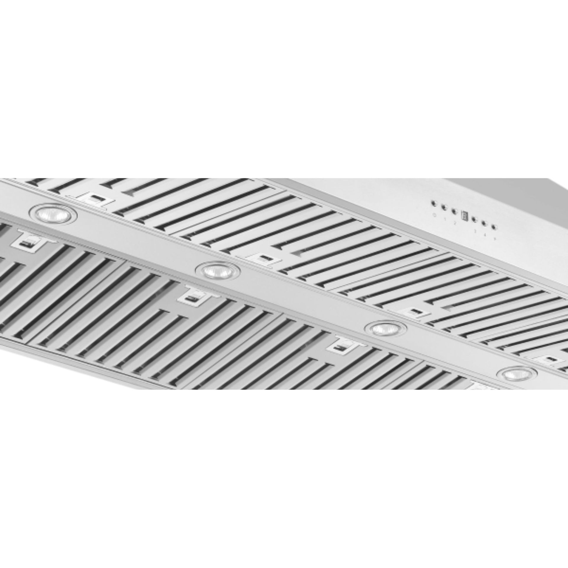 This island rangehood is equipped with a powerful energy-efficient