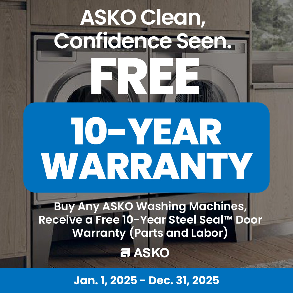 ASKO Free 10-Year Steel Seal Warranty on All ASKO Washing Machines