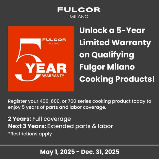 Fulgor Milano 5 Year Warranty