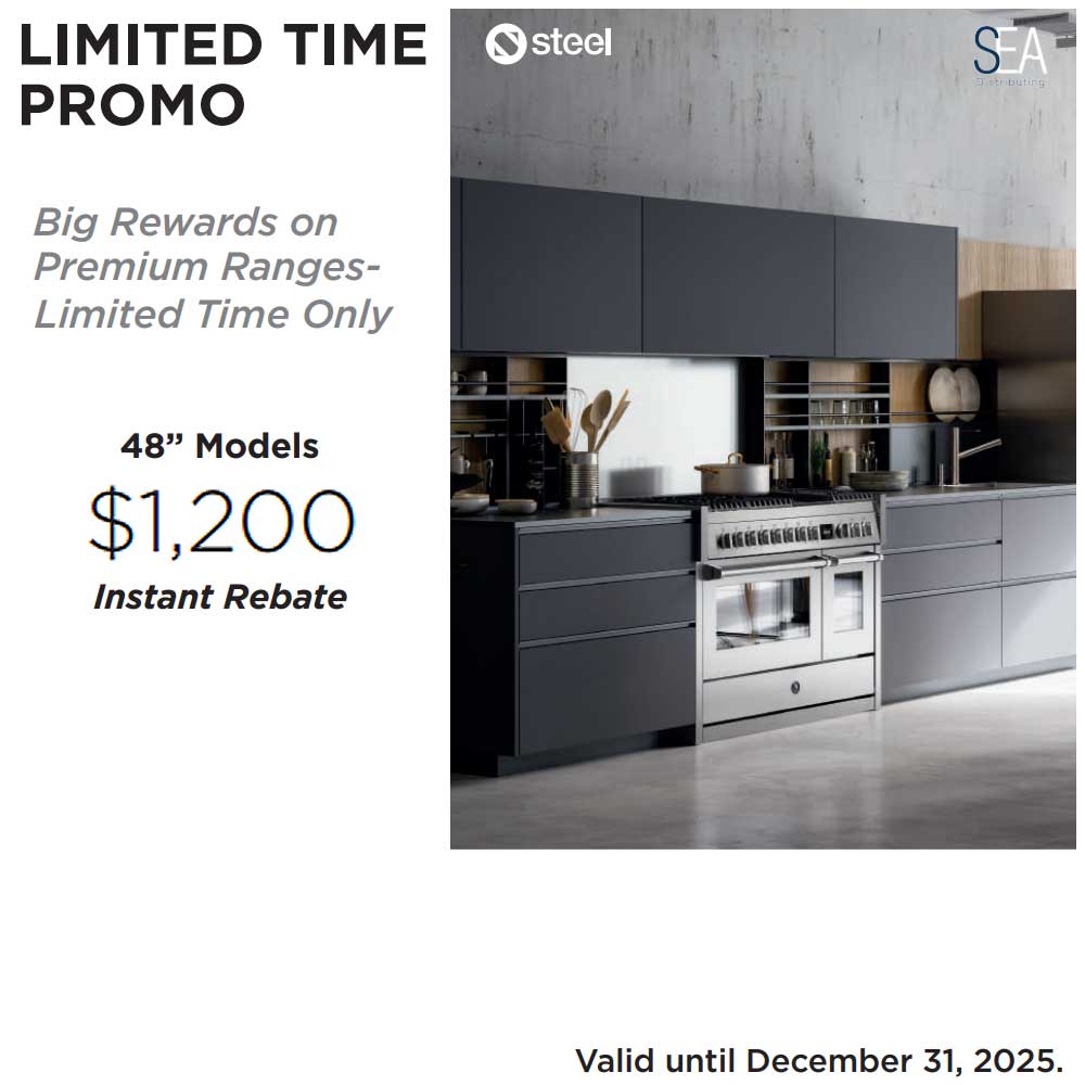 Limited Time Steel 48" Range $1200 Instant Rebate at Checkout