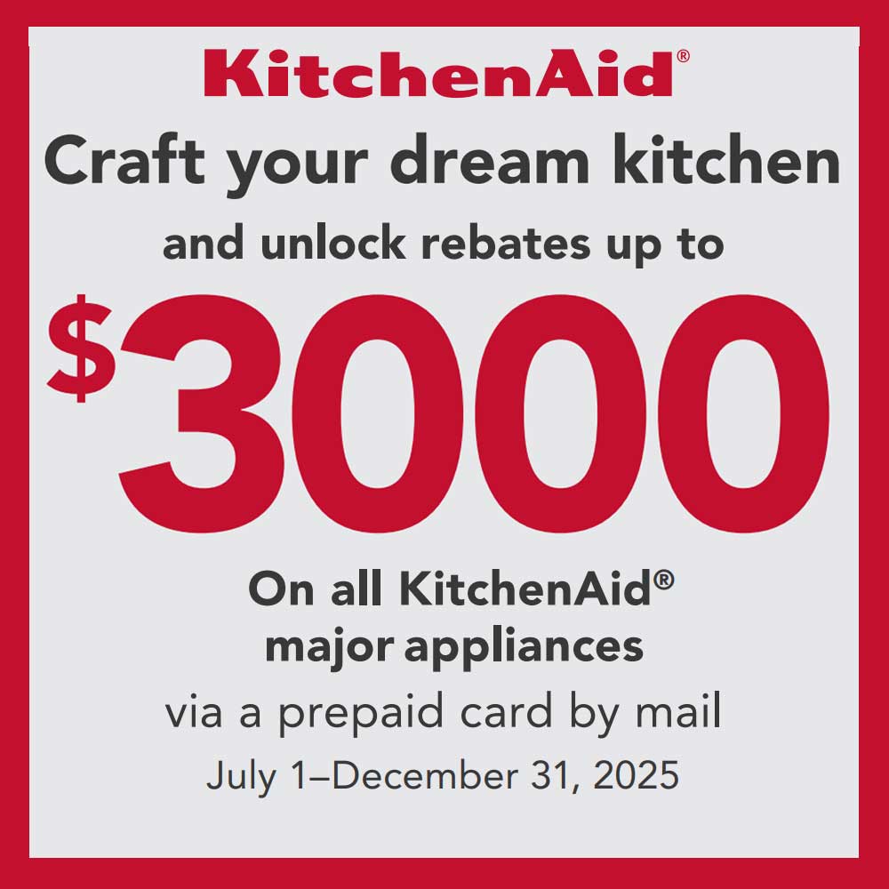 KitchenAid Major Appliance Promotional Package Rebate Up to $2000 (Additional $1000 on specific Models)