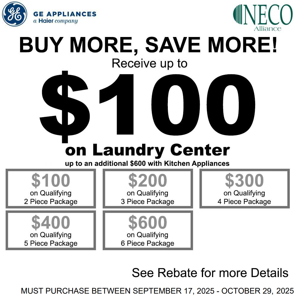 GE NECO Buy More Save More on Laundry Center - September 2025