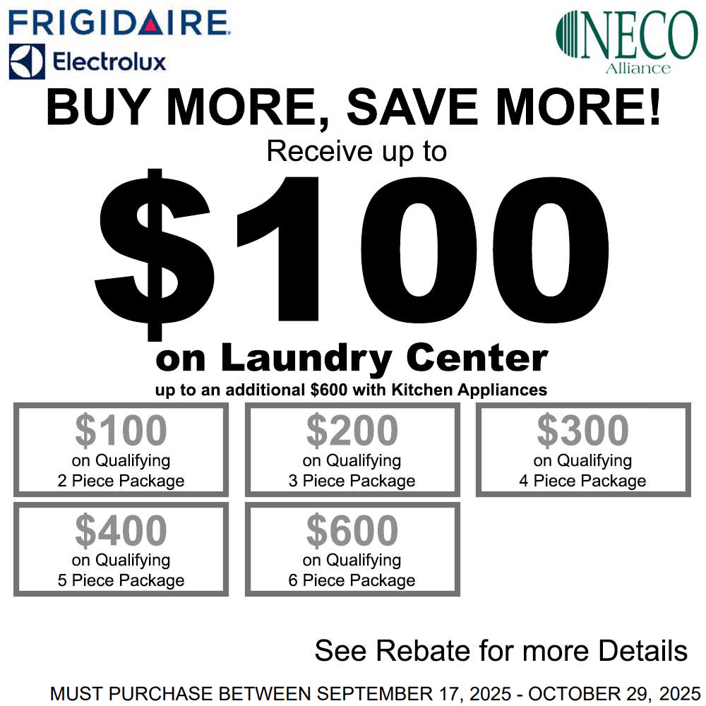 Electrolux Frigidaire NECO Buy More Save More on Laundry Center - September 2025