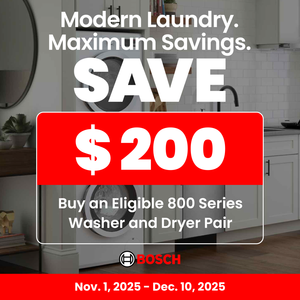 Bosch NECO Washer and Dryer Pair Rebate - Save $200 November 2025
