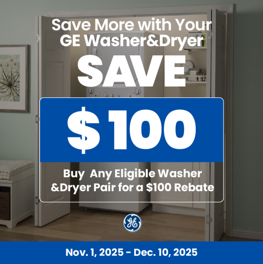 GE NECO Buy Washer and Dryer - Get Back $100 November 2025