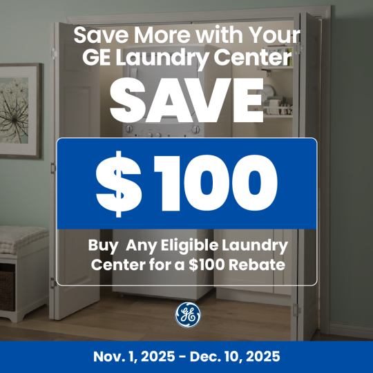 GE NECO Buy a Laundry Center - Get Back $100 November 2025