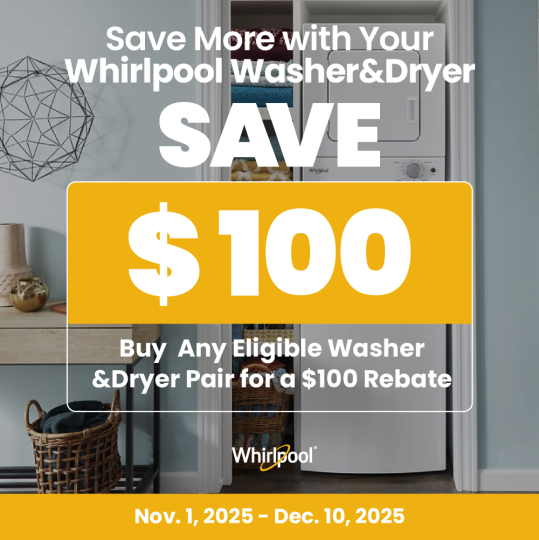 Whirlpool NECO Buy Washer and Dryer - Get Back $100 November 2025