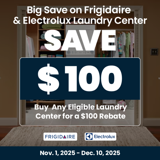 Electrolux Frigidaire NECO Buy a Laundry Center - Get Back $100 November 2025