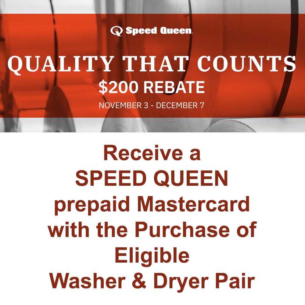 Speed Queen $200 Rebate on Washer and Dryer Pair November 2025