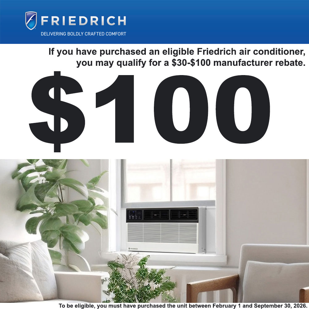 Friedrich Room Air Conditioner Rebate, Get Back $100