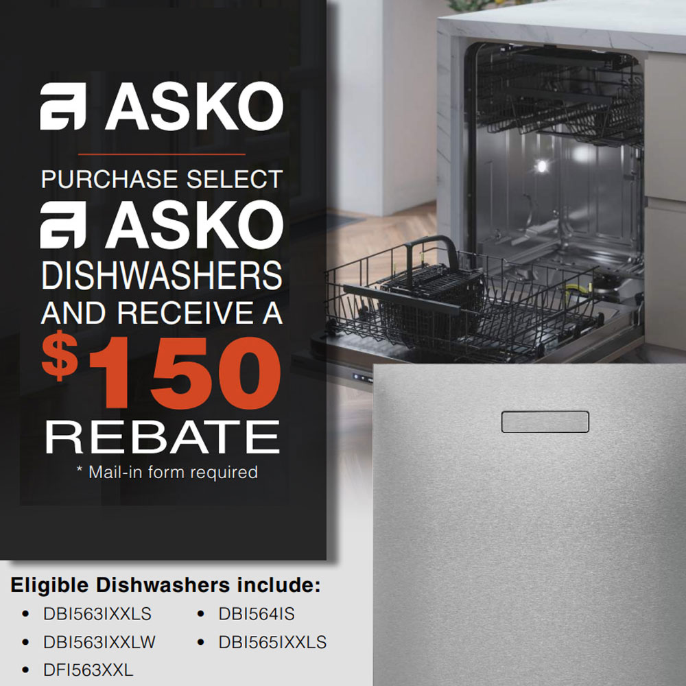 ASKO $150 Rebate on Select Dishwasher