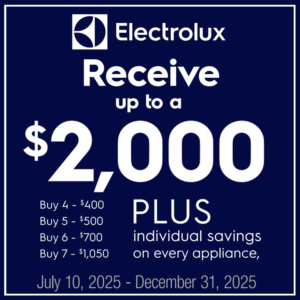 Electrolux Mail In Rebate up to $2500 - January 2026