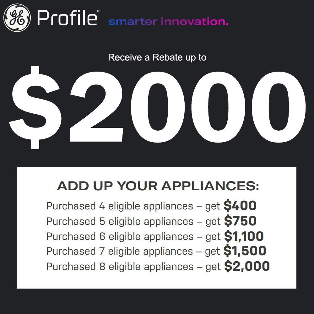 GE Profile Innovation Rebate up to $2,000 July 2026