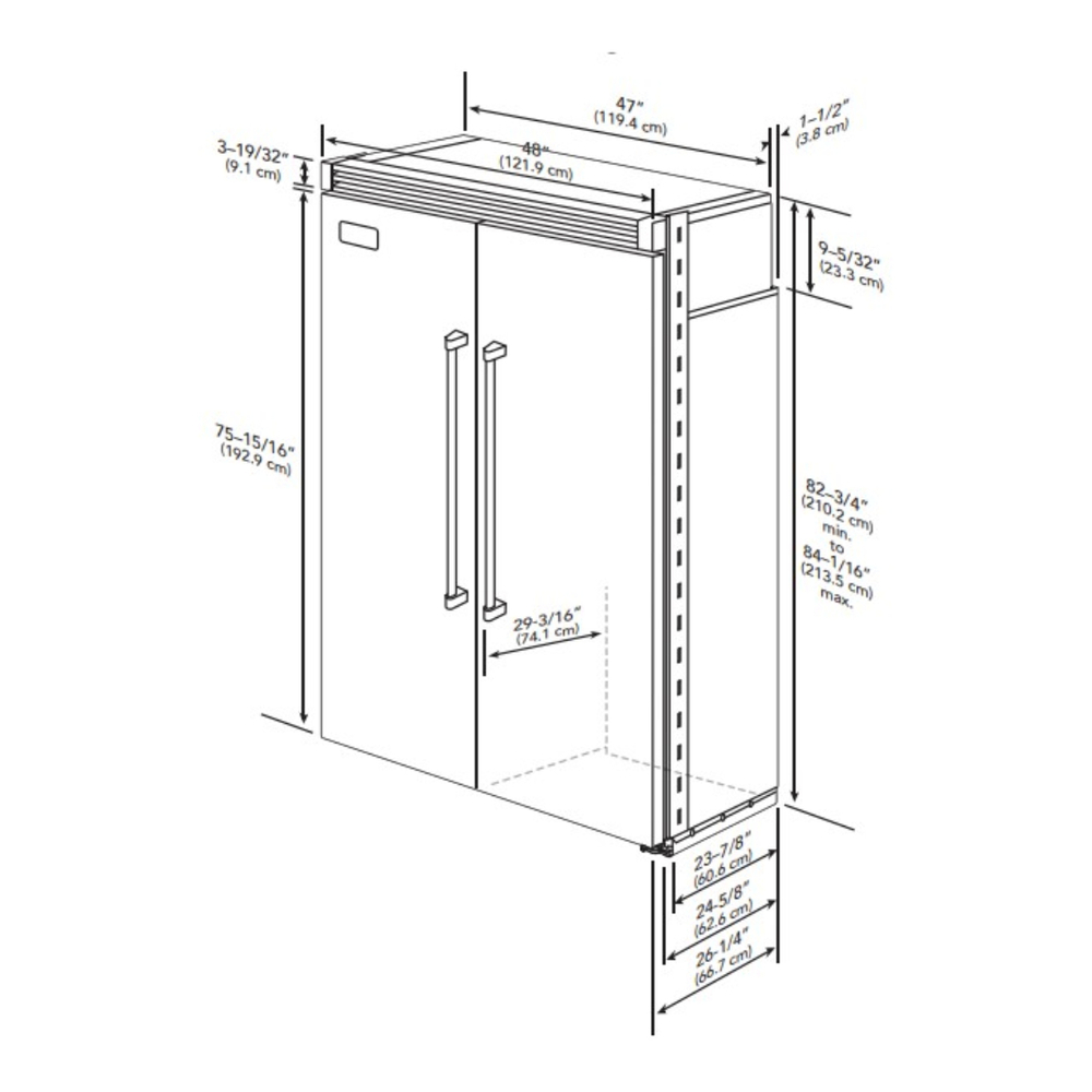 Viking 29.05 cu. ft. Side by Side Refrigerator FDSB5484 | Shop